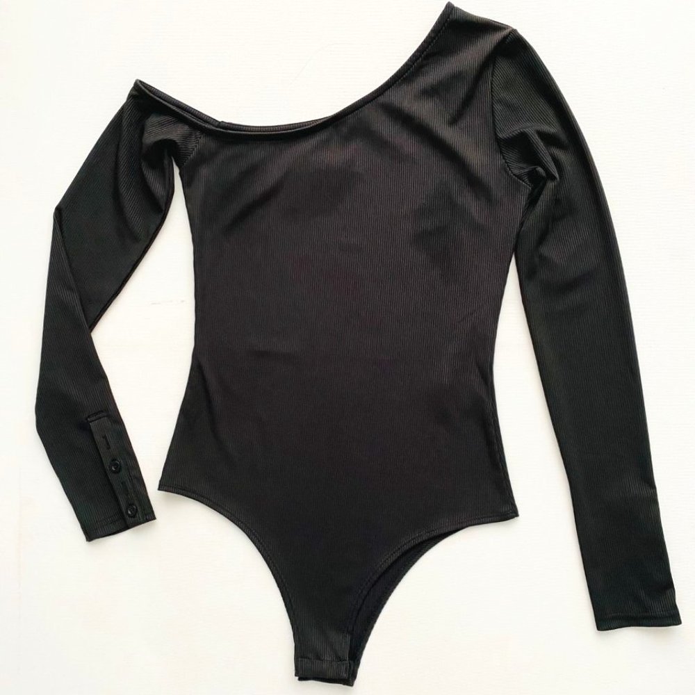 De  Base Rib Long Sleeve Bodysuit Black